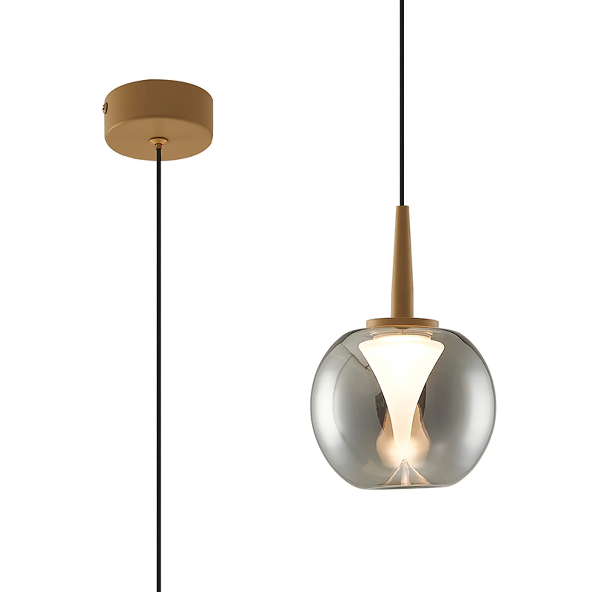 M9076  Andromeda Single Pendant, 5W LED, 3000K, 500lm, Gold/Chrome/Frosted 3yrs Warranty